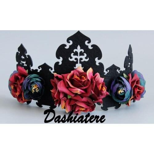 Flower Tiara for Witch King Queen Headband Women Art photography Head Crown Halloween Headpiece Vintage Hair Accessories