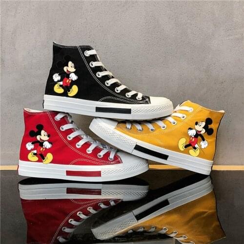 Disney childrens cartoon Mickey Mouse mens canvas shoes non-slip soft sole casual shoes student running shoesnning