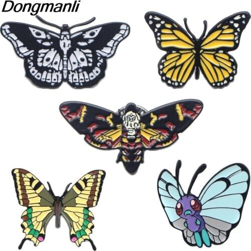 DZ368 Butterfly Moth Metal Enamel Pins Brooches Badge Women Men Fashion Lapel Backpack Bags Gifts Jewelry