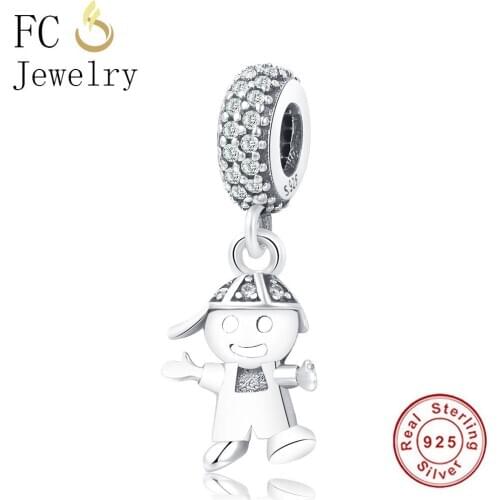 FC Jewelry Fit Original Brand Charm Bracelet 925 Sterling Silver Happy Boy Pendant Charm Bead DIY Making Gift Women Berloque