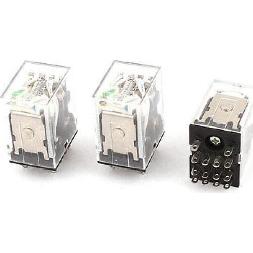 HH54PL 11Pins 3PDT DC 24V Coil Voltage Green LED Pilot Lamp Power Relay 3 Pieces