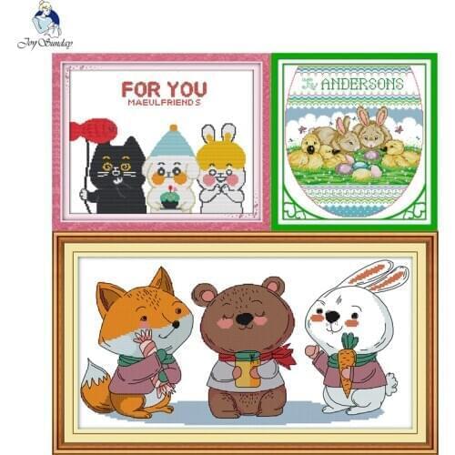 Joy Sunday Happy Partners, Print On Canvas14CT 11CT Cross Stitch kits, Embroidery Needlework Set, Hand Made Crafts Home Decor