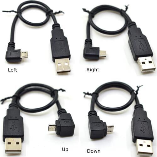 20CM USB 2.0 Male to Micro USB Up & Down & Left & Right Angled 90 Degree Cable 0.2m for Cell Phone Tablet MicroUSB Angled Cable