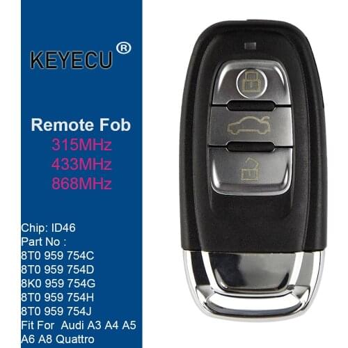 KEYECU 3 Buttons Smart Remote Key Fob For Audi A4 A5 Q5 Without Keyless 8T0959754C 8K0959754G 8T0959754D 8T0959754J 8K0959754H