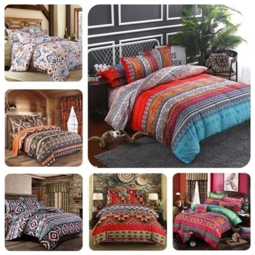 2 or 3pcs Bedding Set Bohemian Style Soft Duvet Cover Sets with Zipper Closure 1 Quilt Cover + 1/2 Pillowcases US Size