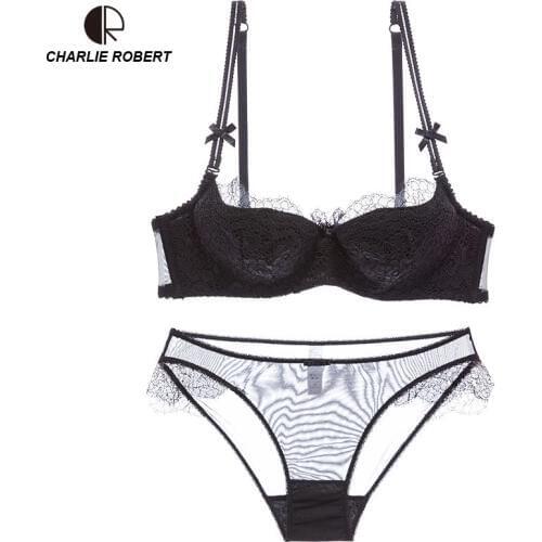 CR 2019 Sexy Women Lace Lingerie Bra Set Push Up Bras And Underwear Sets Plus size A B C D Cup Embroidery Bra And Panty Set
