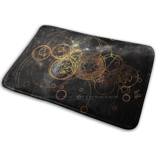 Time Lord Writing ( Black ) Mat Rug Carpet Anti - Slip Bedroom Entrance Door Mat Time Lord Time Lord Timelord Gold Blue Pattern