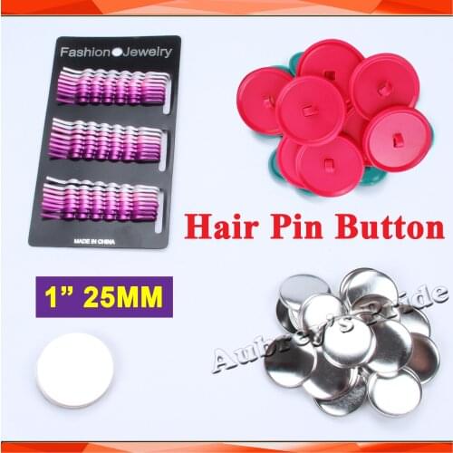 1" 25mm 100 Sets Hair Pin Button Supply Materials for NEW Professional Badge Button Maker
