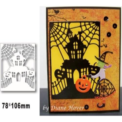 Happy Halloween Haunted House Metal Cutting Dies for DIY Scrapbooking Album Decorative Embossing Handmade Paper Cards Gift