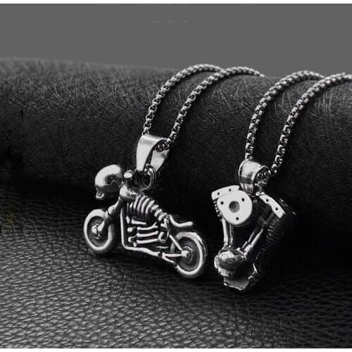 Fashion Titanium Steel Retro Punk Mechanized Pendant Skull Hip Hop Street Fashion Jewelry Hot Sale