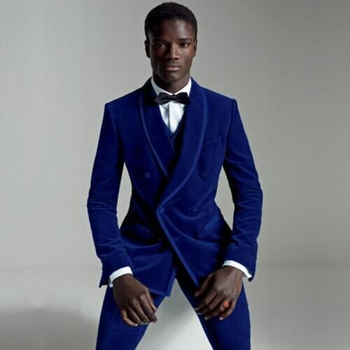 Fashion 2020 Terno Masculino Dark Green Men Suit Set Slim Groom Tuxedo Velvet Prom Mens Wedding Suits Casual (Jacket+Pants+Vest)