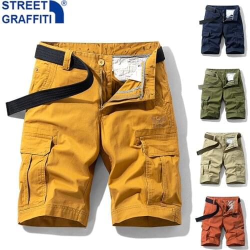 2021 Men Summer New Tactical Cotton Cargo Shorts Men Streetwear Pockets Shorts Men Casual Fashion Loose Camouflage shorts 28-38
