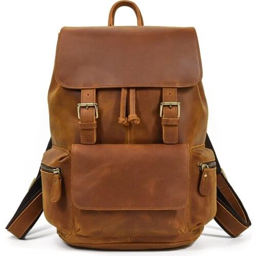 MAHEU Leather Backpack Of Men Crazy Horse Leather Bagpack Aged Fashion Male Bag Travel Backpack 100% Cow Skin Drop Shipping