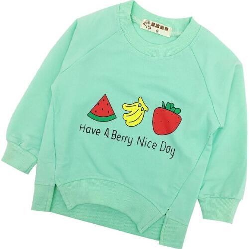 2017 new spring&autumn baby boy shirt cotton long-sleeve t-shirts fruit kids girls t-shirt 0-2 year sport baby casual t shirt