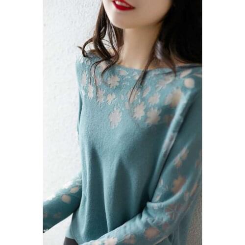 2021 Spring New Farewell to Jane Fresh and Transparent Spring Beautiful Sleeve Long Sleeve Shirt Knitted Little Shirt Woman