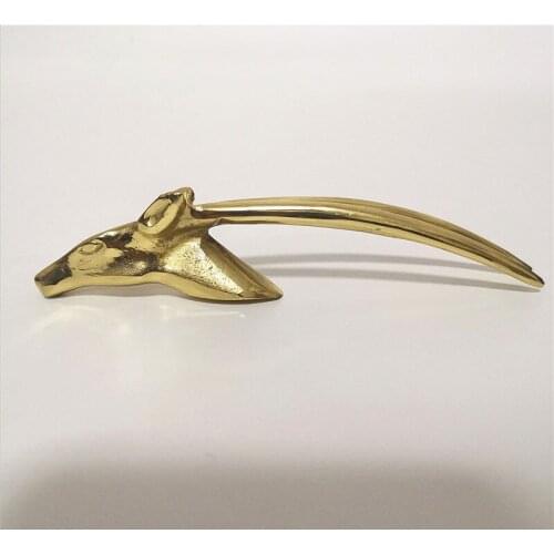 New Solid Longhorn Antelope Shaped Drawer Cabinet Door Handle Pure Copper Wardrobe Tea Jewelry Box Knob Diy Pulls Handles