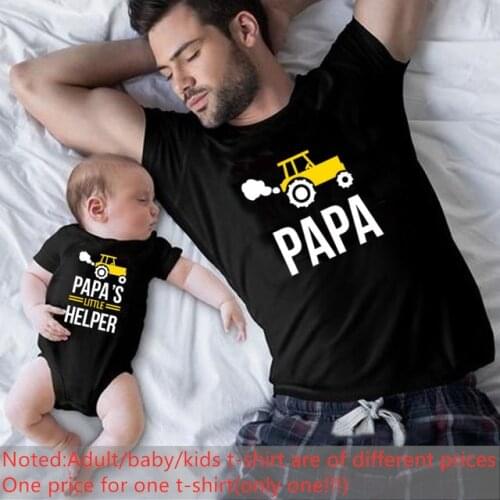 1PC Family Matching Clothes Papa and Papas Little Helper Father and Son Summer Tops Dad and Boys Short Sleeve Matching Clothing
