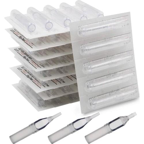 EMALLA 100PCS Disposable Tattoo Tips Tattoo Tips Assorted for 3RL 5RL 7RL 9RL 3RS 5RS 7RS 9RS 5M1 7M1 Tattoo Needles Round Flat