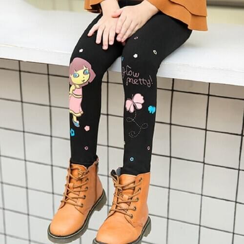 Autumn Winter Girls Warm Leggings Cartoon Hello Cat Flower Print Girls Leggings Trousers for Girl Baby Girl Pants Kids Leggings