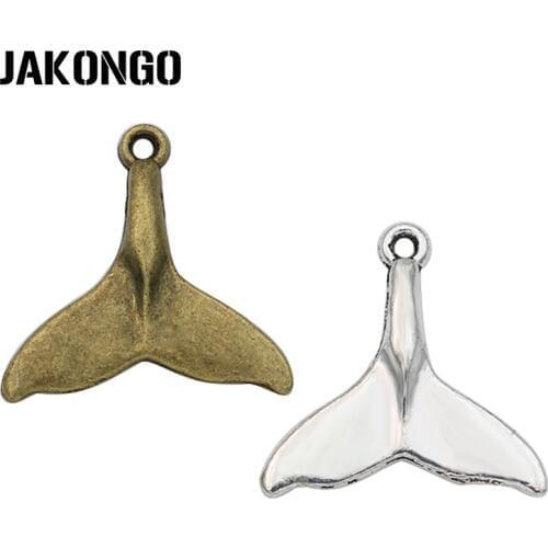 JAKONGO Antique Silver Plated Mermaid Tail Charm Pendants for Bracelet Jewelry Making Accessories DIY Craft 18x19mm