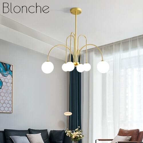 Postmodern Led Pendant Lamp Glass Ball Red Lustre Pendant Lights Creative Living Dining Room Hanging Light Fixture Home Decor