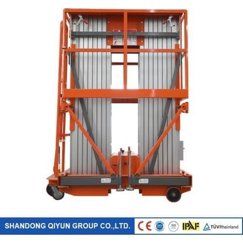 Qiyun Movable Four Masts Aluminum Aerial Lift Platform Hydraulic Vertical Lift Platform Man Lift with Good Quality