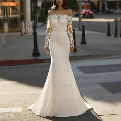 Sexy Mermaid Evening Gown White 2021 Long Sleeves vestido de noiva Custom Made abito da sposa Lace Appliqued Women Party Dresses