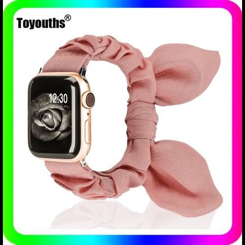Toyouths Scrunchies Strap for Apple Watch Fabric Elastic Watch Strap 38mm/42mm Butterfly Bow Cloth Women Strap for iwatch Series