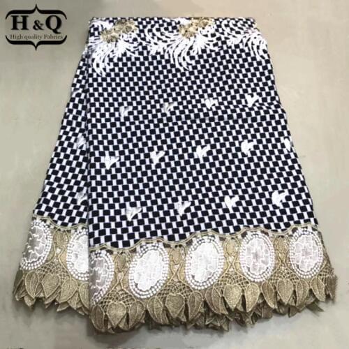 H&Q High Quality African wax Lace Fabric 6 Yards/pcs Prints Fabric With Embroidery Nigerian Guipure Wax Lace For Dress Women