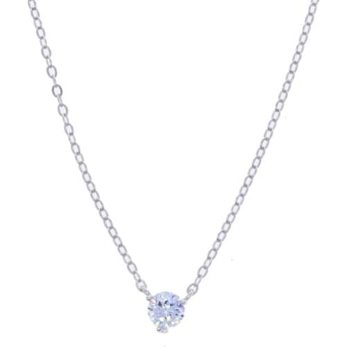 Dropshipping elegant AAA Fashion Single CZ Pendant 925 sterling silver Thin Clavicle Chains delicate simple Jewelry For Women