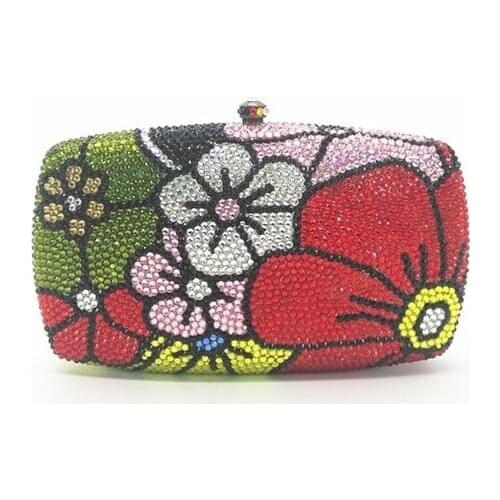 Women Crystal Evening Clutch Bags Diamond Handbags Wedding Party Purse Rhinestones Clutches Luxury Banquet Evening bag black/red