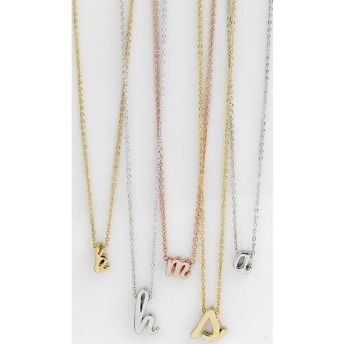 10mm Small Cursive Letter Necklace Couple Pendant A- Z Initial Letter Name Chain Necklace Lover Gift