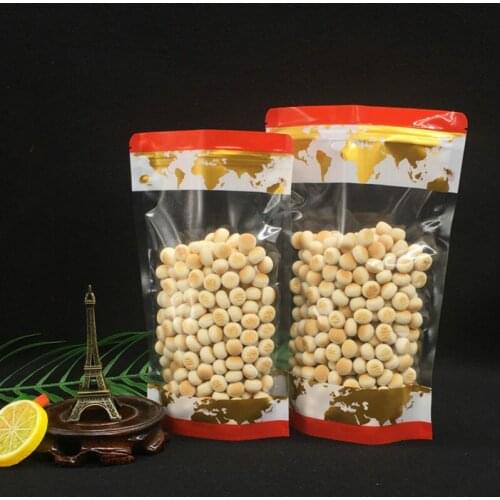100pcs Map pattern zipper ziplock stand up packaging bags party favors gift candy food powder closet organizer pocket