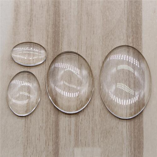 20pcs 10x14mm 13x18mm 18x25mm 20x30mm Oval Glass Cabochon Cameo Transparent Clear Flat Back For Diy Jewelry Making