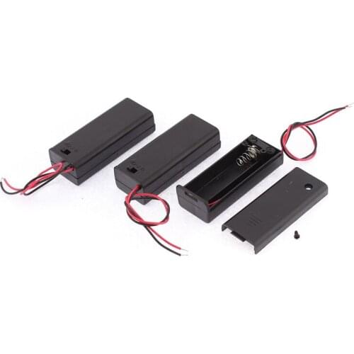 1 X 1.5V AA Black Battery Holder Connector Batteries Plastic Storage Box Case ON/OFF Switch With Lead Wire