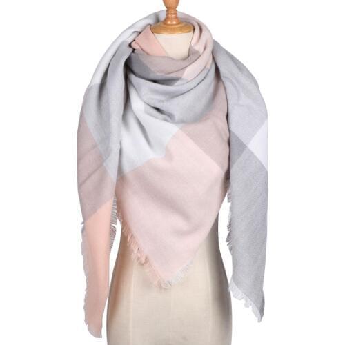 Luxury Brand Square Winter Scarf Women Cashmere Warp Knitting Shawl and Wrap Black Scarves Blanket Not hair Removal 140*140cm