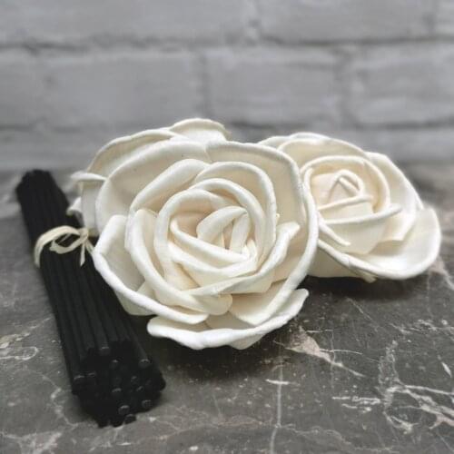 36pcs 3.2" Sola Wood Flower with 6.5" black Fiber Rattan sticks Reed Diffuser Replacement Flower DIY Home Decor FREELAND ROSE
