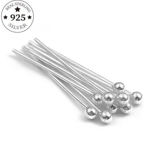 925 Sterling Silver Findings Metal Ball Head Pins 15 20 25 30 35 40 50 mm Head Pins For DIY Jewelry Making Findings Supplies