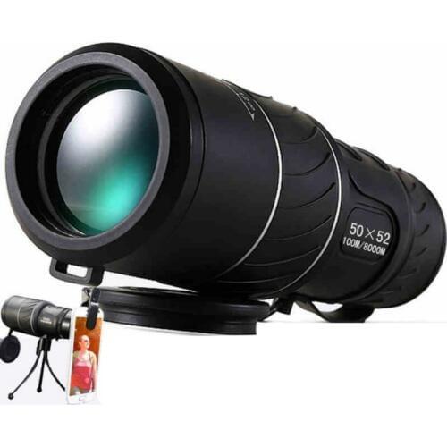 Black HD Compact Monocular 50x52 Zoom Telescope Binoculars High-power High-definition Adjustable Daytime Vison Hunting Watching