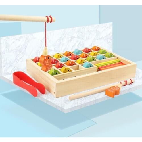 Fun Early Learning With 2 Pole Fishing Math Game Birthday Gift Home Fine Motor Skills Wooden Magnetic Montessori Toys Present