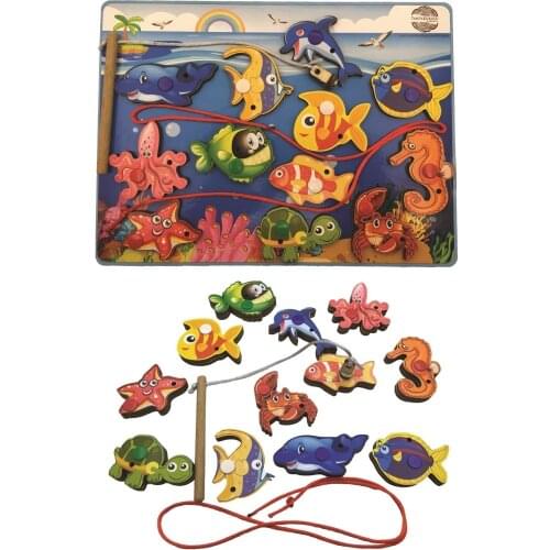 3d Wooden Tong Montessori Fishing Line and Placement Game, Educational Toy, Intelligence-Attention Developing Toy, fishing Game