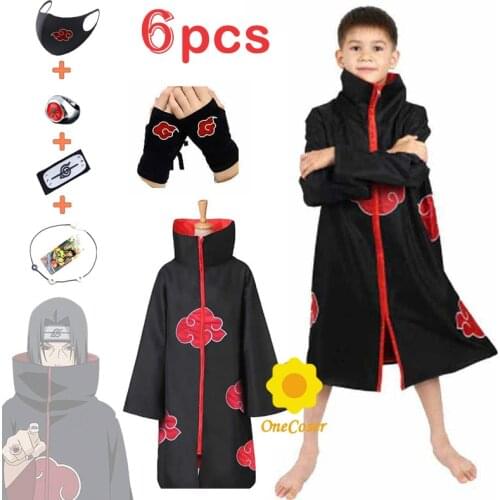 Kids Cloak Anime Cosplay Costume Stand-up Collar Ring Headband Necklace Sets Halloween Party Children Gift