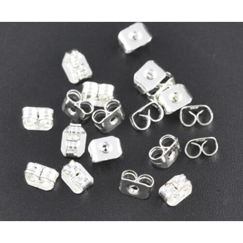 DoreenBeads Copper Earring Findings Ear Nuts Bowknot silver color 5mm( 2/8") x 4mm( 1/8"), 50 Pieces Hot new