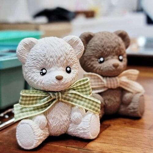 Cute Bear Aromatherapy Plaster Mold Korean Style Bear Plaster Crafts Clay Silicone Mold Cement Animal Decoration Mold