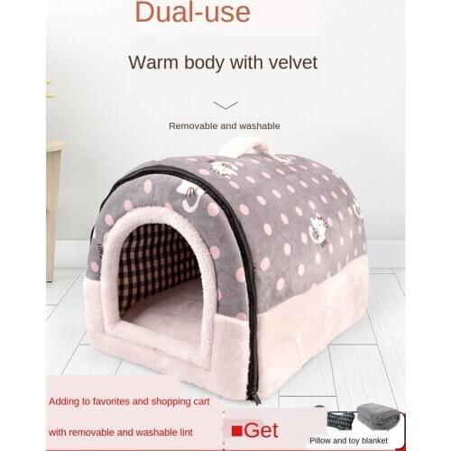 Dogs nest warm in winter four seasons general house type removable cats nest enclosed small dog house supplies