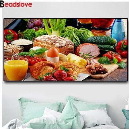 Bread Fruits Kitchen Vegetables Diamond Embroidery 5D DIY Diamond Painting Diamond Mosaic needlework kitchen Room decoration