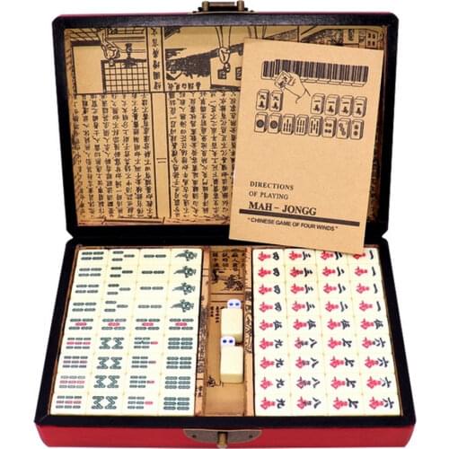 Mah-Jong Chinese Numbered Mahjong Set Game Board 144 Tiles Mah-Jong Set Portable Chinese Toy with Box Party Gambling Game Board