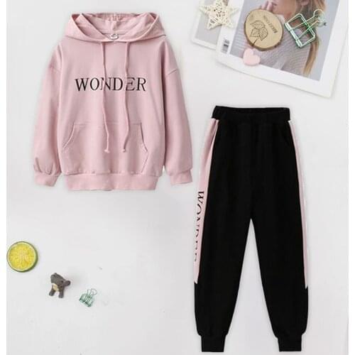 Girls Suit 2020 New Autumn Children Casual Set Girls Hooded Top-shirt Trousers Sports Two-piece Sets Middle Large Kids Clothing