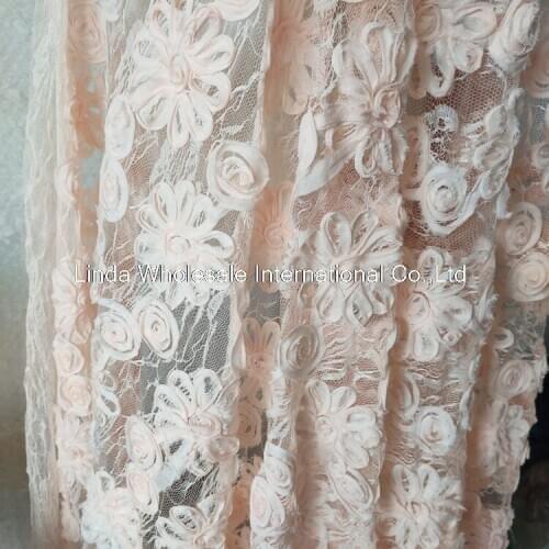 Pink /White Rose Embroidery Dress Lace Fabric,dress accessories cloth,Patchwork fabric