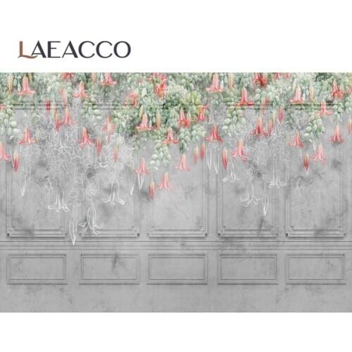 Laeacco Old Cement Wall Chic Wall Spring Tassel Flowers Party Decor Pattern Photographic Background Photo Backdrop Photo Studio